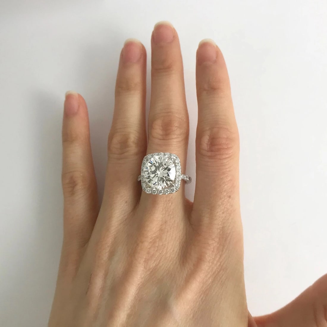 Cushion Halo Diamond Engagement Ring Setting Mounting 18K White Gold, 1.05 CTW - 8