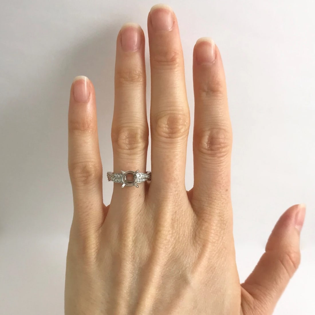 Round Diamond Crisscross Platinum Engagement Ring Setting Mounting, .50 CTW - 3