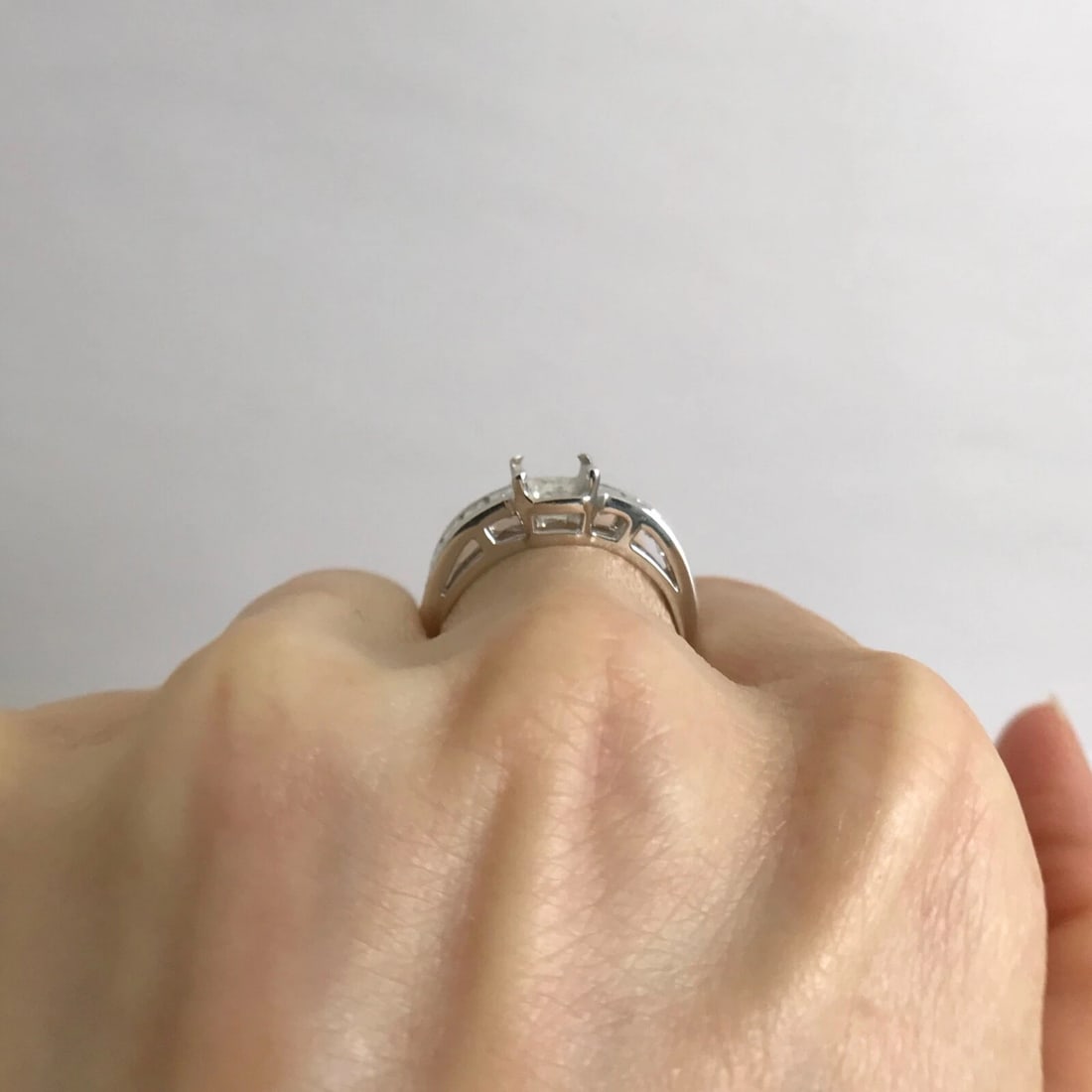 Baguette Channel-Set Diamond Platinum Engagement Ring Setting Mounting, 1.08 CTW - 5