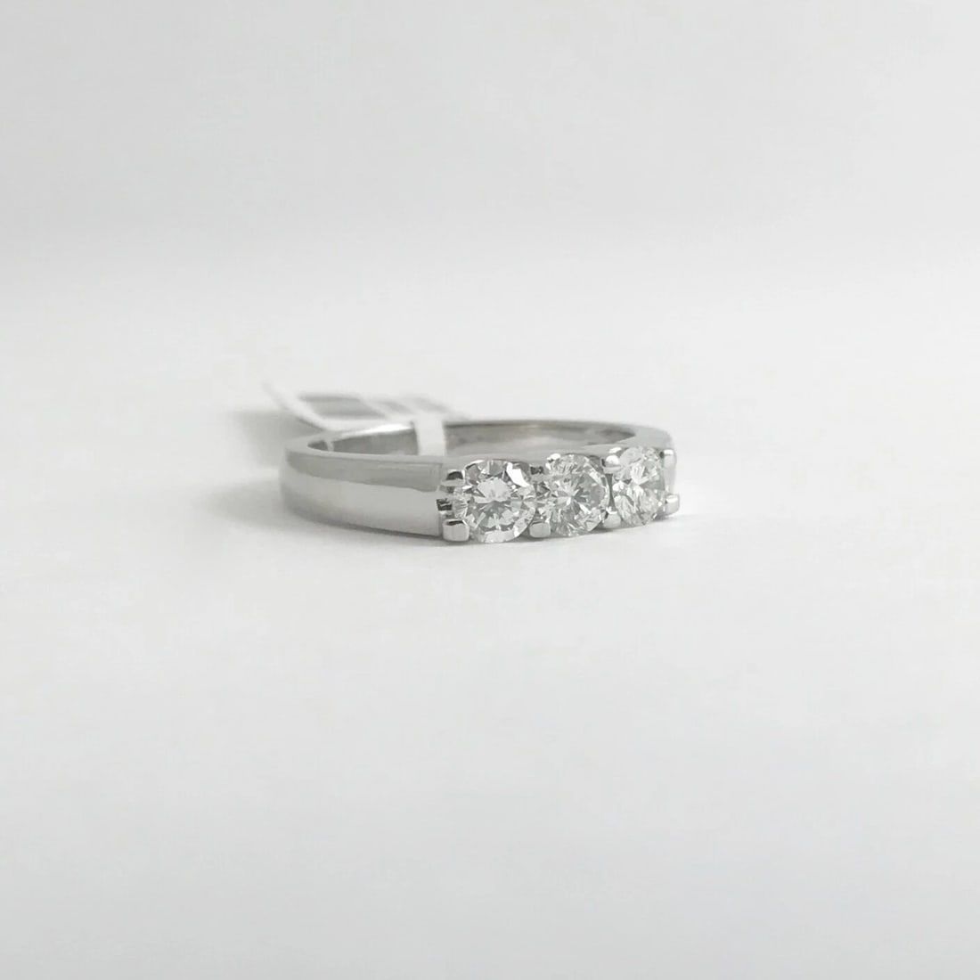 Round 3-Stone Diamond Platinum Wedding Band Ring .56 CTW, Size 6.25, 6.13 Grams - 9