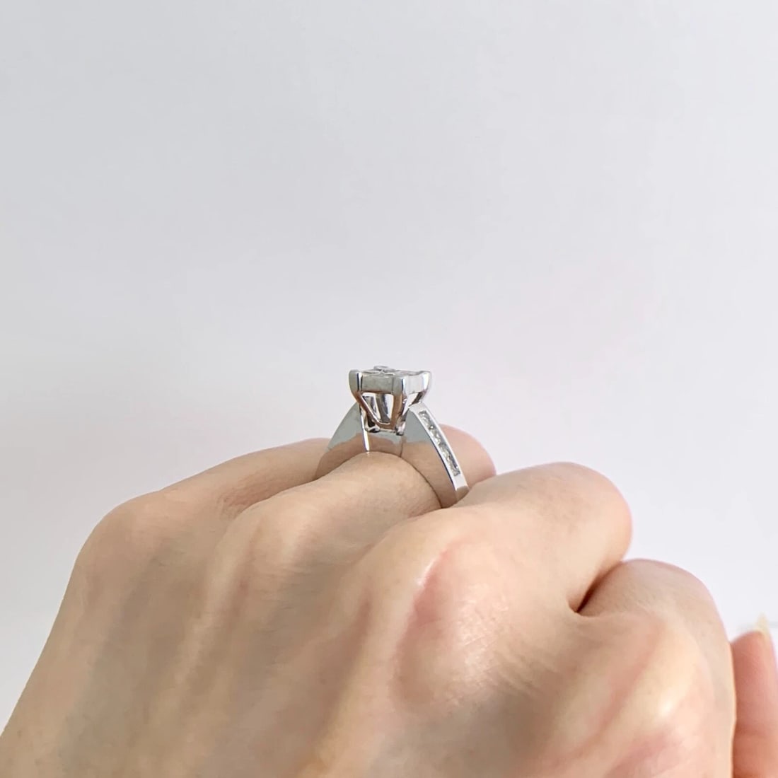 Princess Invisible Channel-Set Diamond Engagement Ring 14K White Gold, 1.60 CTW - 6