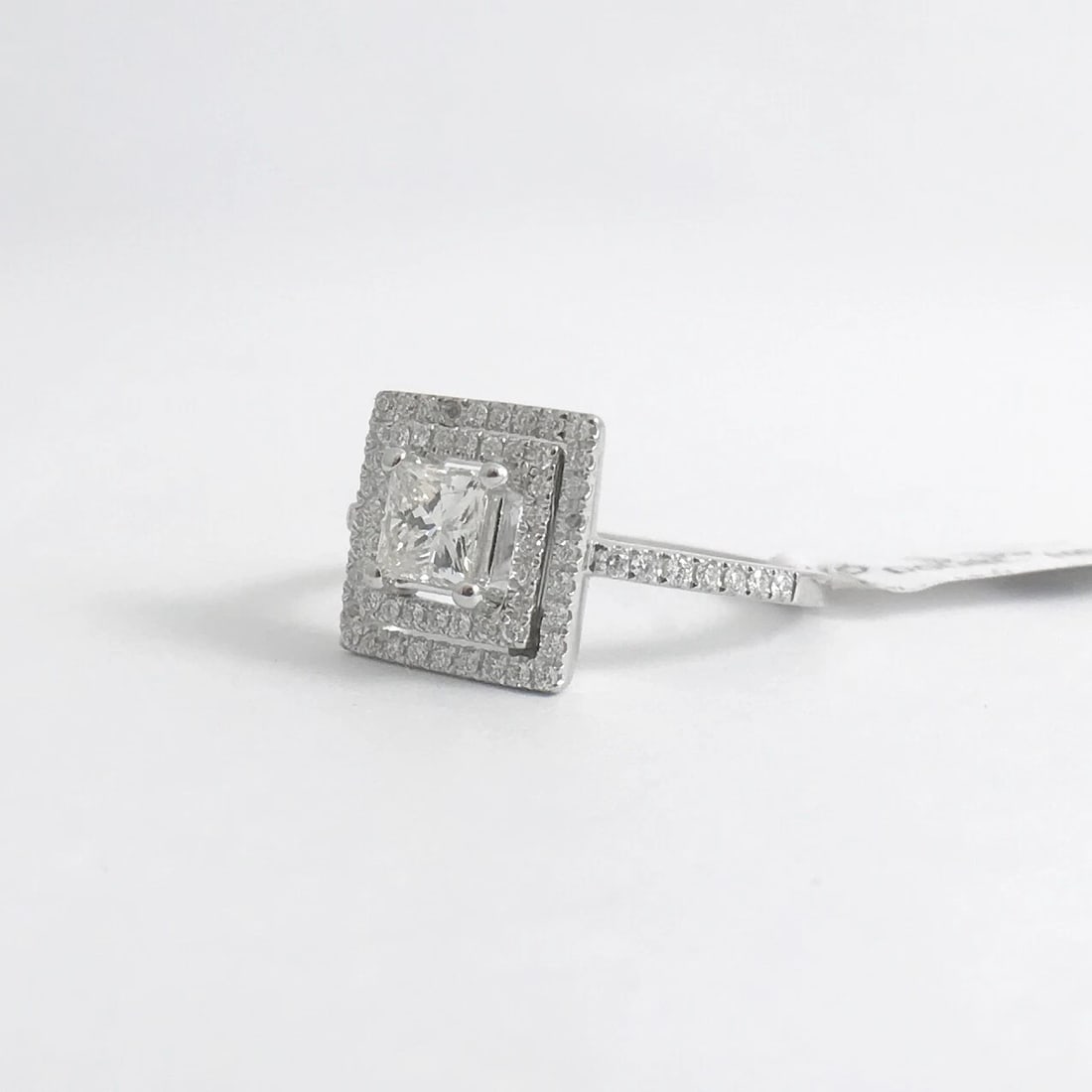 Princess Cut Double Halo Diamond Platinum Engagement Ring 1.07 CTW, 6.85 Grams - 9