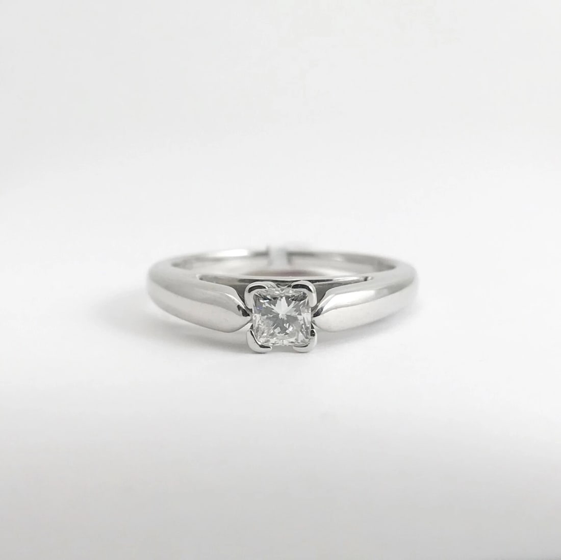 Princess Cut Solitaire Diamond Engagement Ring 14K White Gold .38 CT, 4.45 Gr - 7