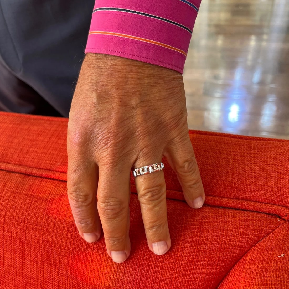 Tiffany & Co. Men's True Wide Wedding Ring 18K White Gold, Size 12.25, 6.22 Gram - 4