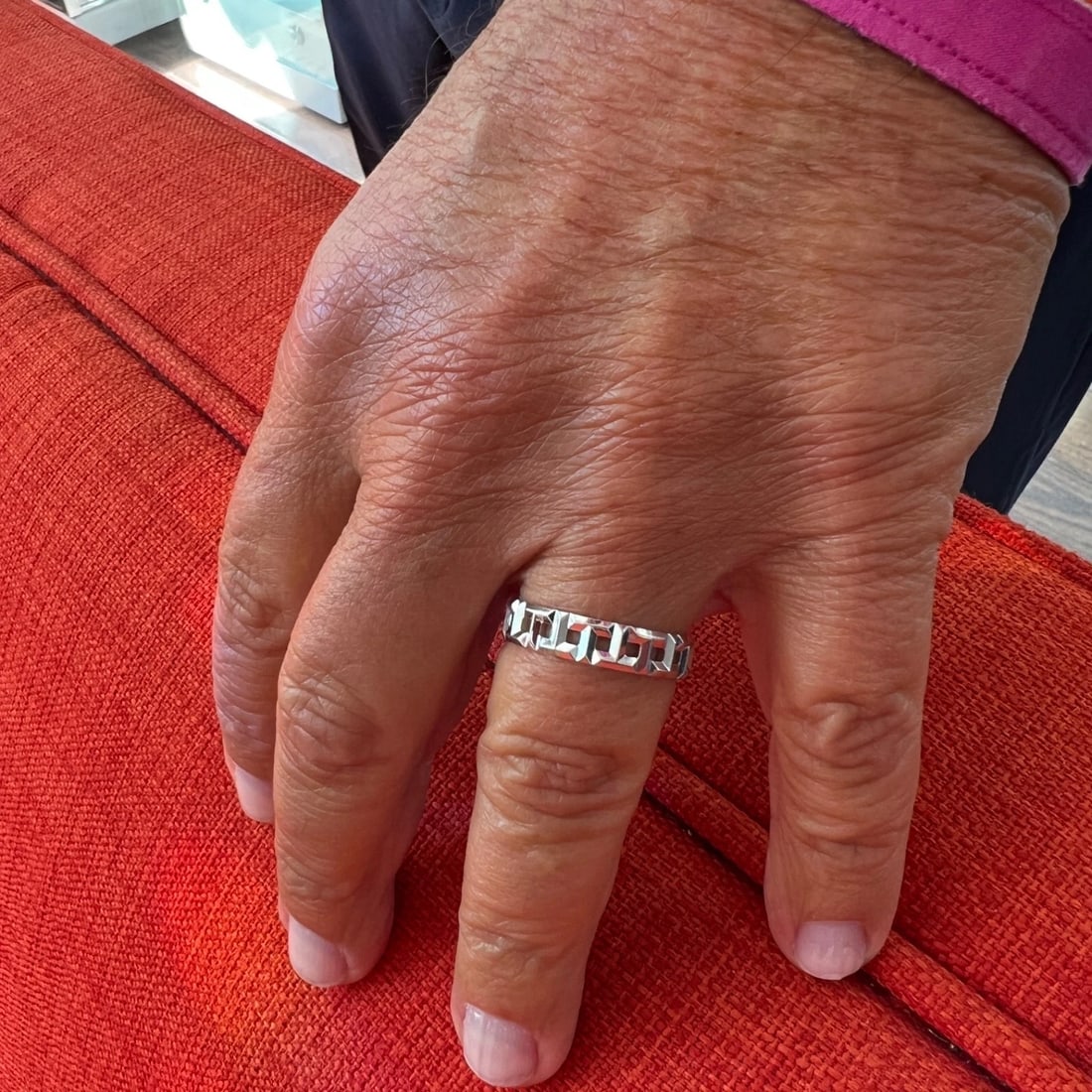 Tiffany & Co. Men's True Wide Wedding Ring 18K White Gold, Size 12.25, 6.22 Gram - 5