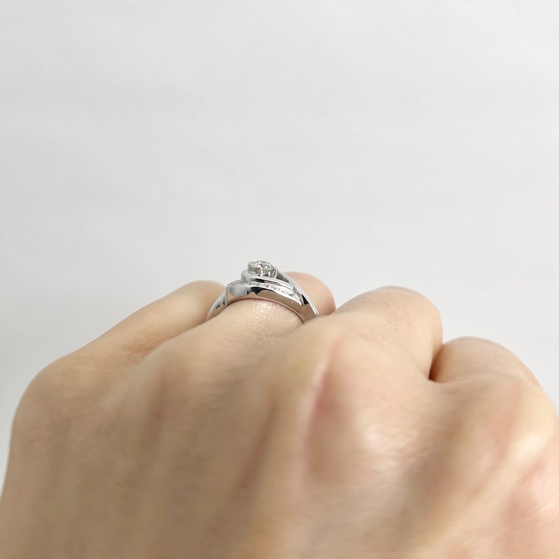 Asymmetrical Diamond Loop Open Eye Halo Ring 10K White Gold, .27 CTW, 4.39 Grams - 7