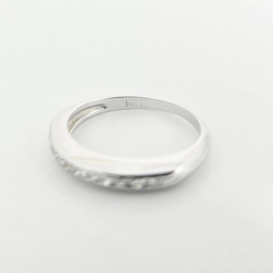 Estate Round Single Cut Diamond Wedding Band Ring 14K White Gold, 1.78 Grams - 9