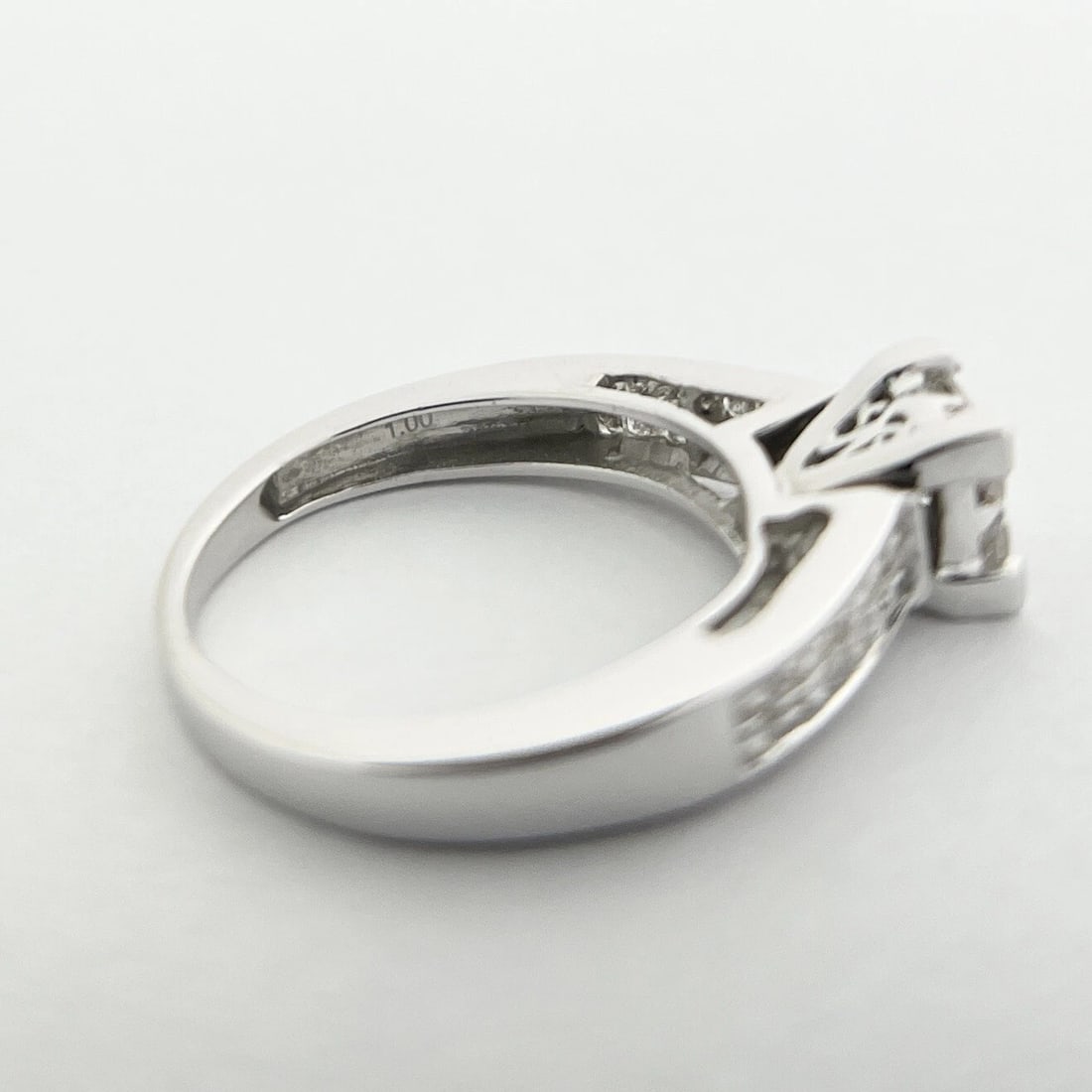 Princess Invisible Set Diamond Engagement Ring 14K White Gold, 1.00 CTW, 3.17 Gr - 12