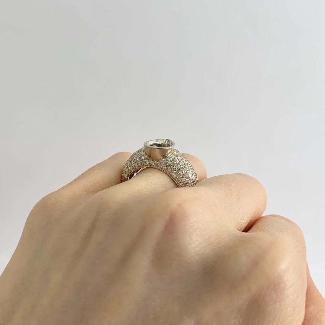 Pave Diamond Pear Bezel Engagement Ring Setting Mounting 14K Yellow Gold 10.22 G - 5