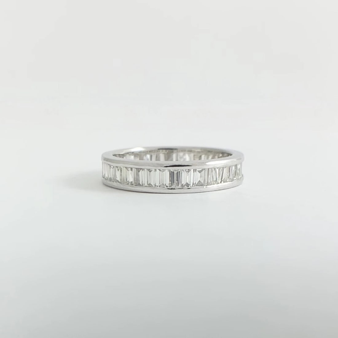 Baguette Diamond Channel-Set Eternity Ring Wedding Band Platinum Size 6.5, 4.31G - 6