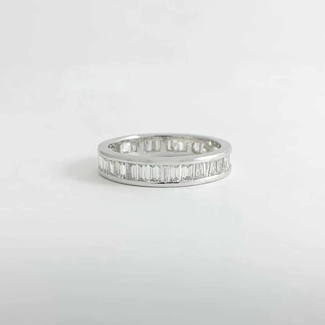 Baguette Diamond Channel-Set Eternity Ring Wedding Band Platinum Size 6.5, 4.31G - 7