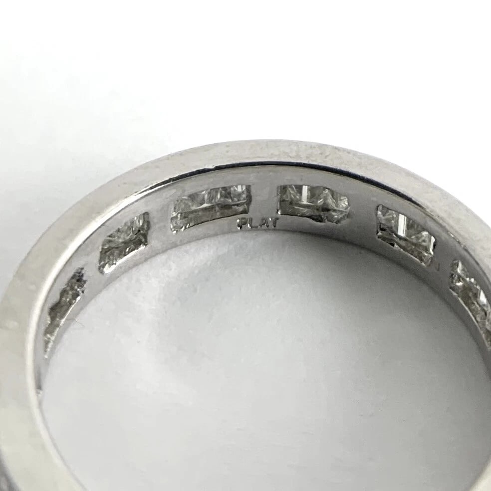 Baguette Diamond Channel-Set Eternity Ring Wedding Band Platinum Size 6.5, 4.31G - 9