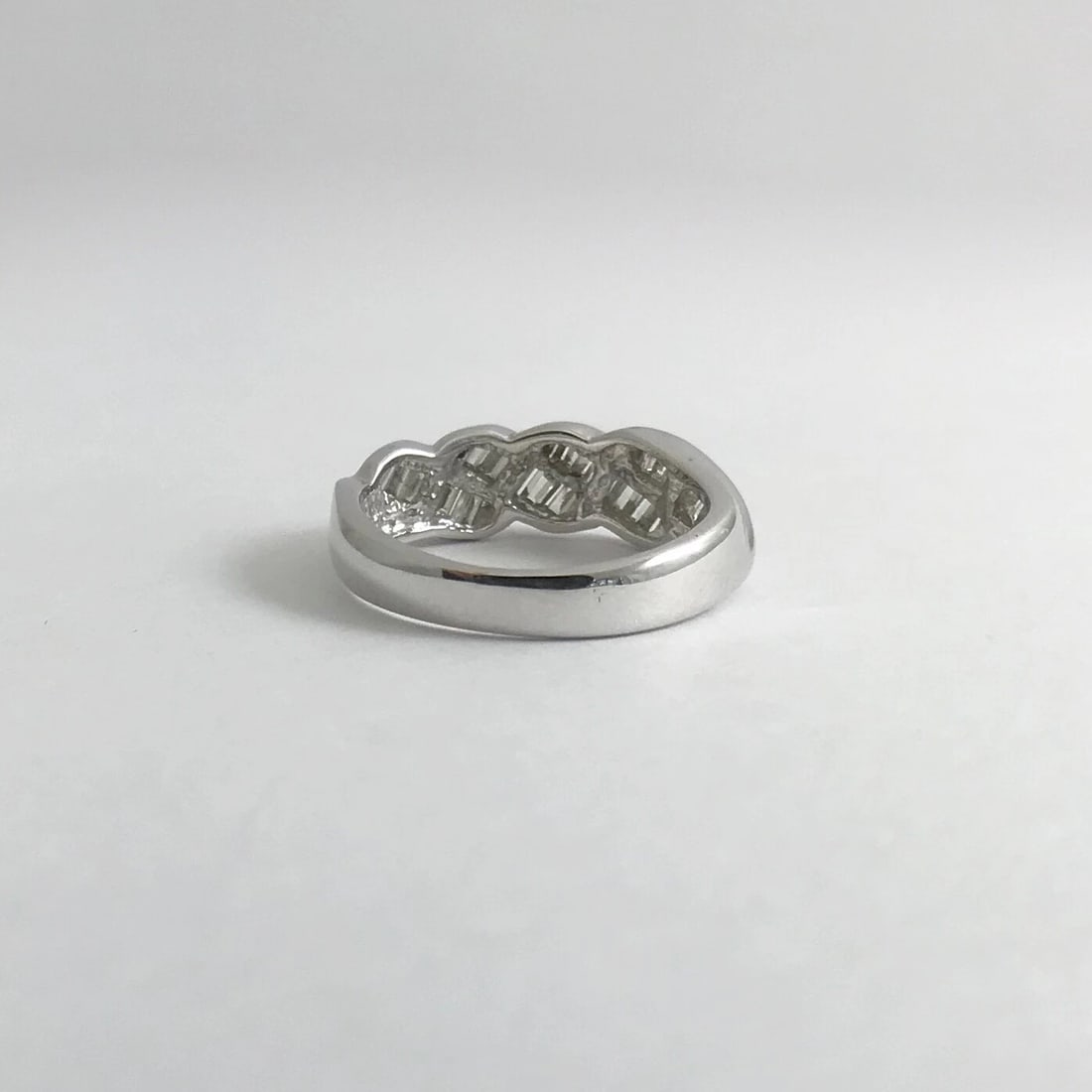 Baguette Diamond Slant Channel-Set Band Ring 14K White Gold, .44 CTW, 3.04 Grams - 10