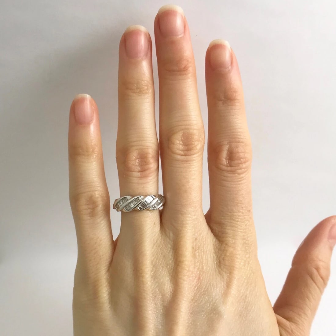 Baguette Diamond Slant Channel-Set Band Ring 14K White Gold, .44 CTW, 3.04 Grams - 3