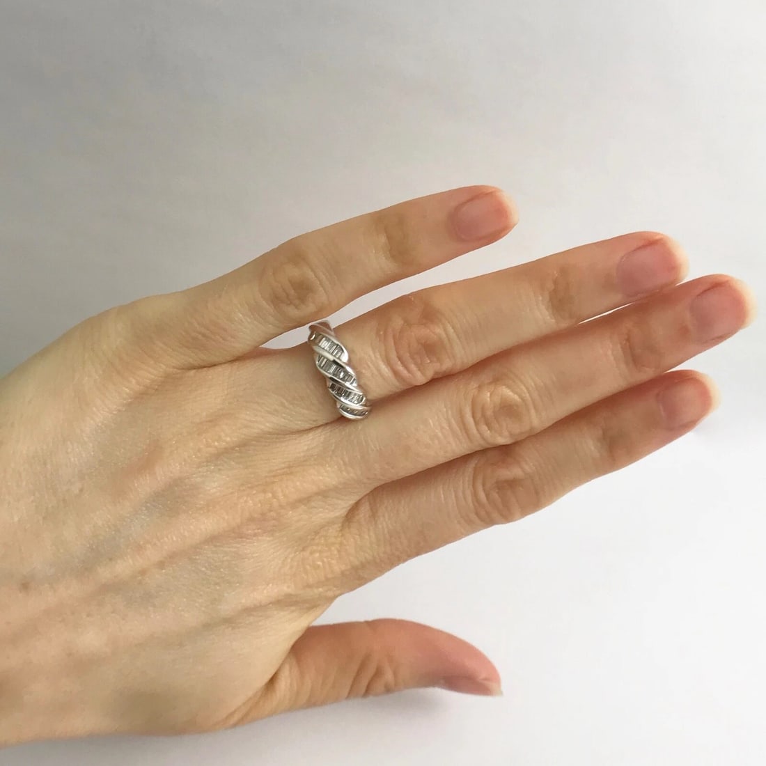 Baguette Diamond Slant Channel-Set Band Ring 14K White Gold, .44 CTW, 3.04 Grams - 5