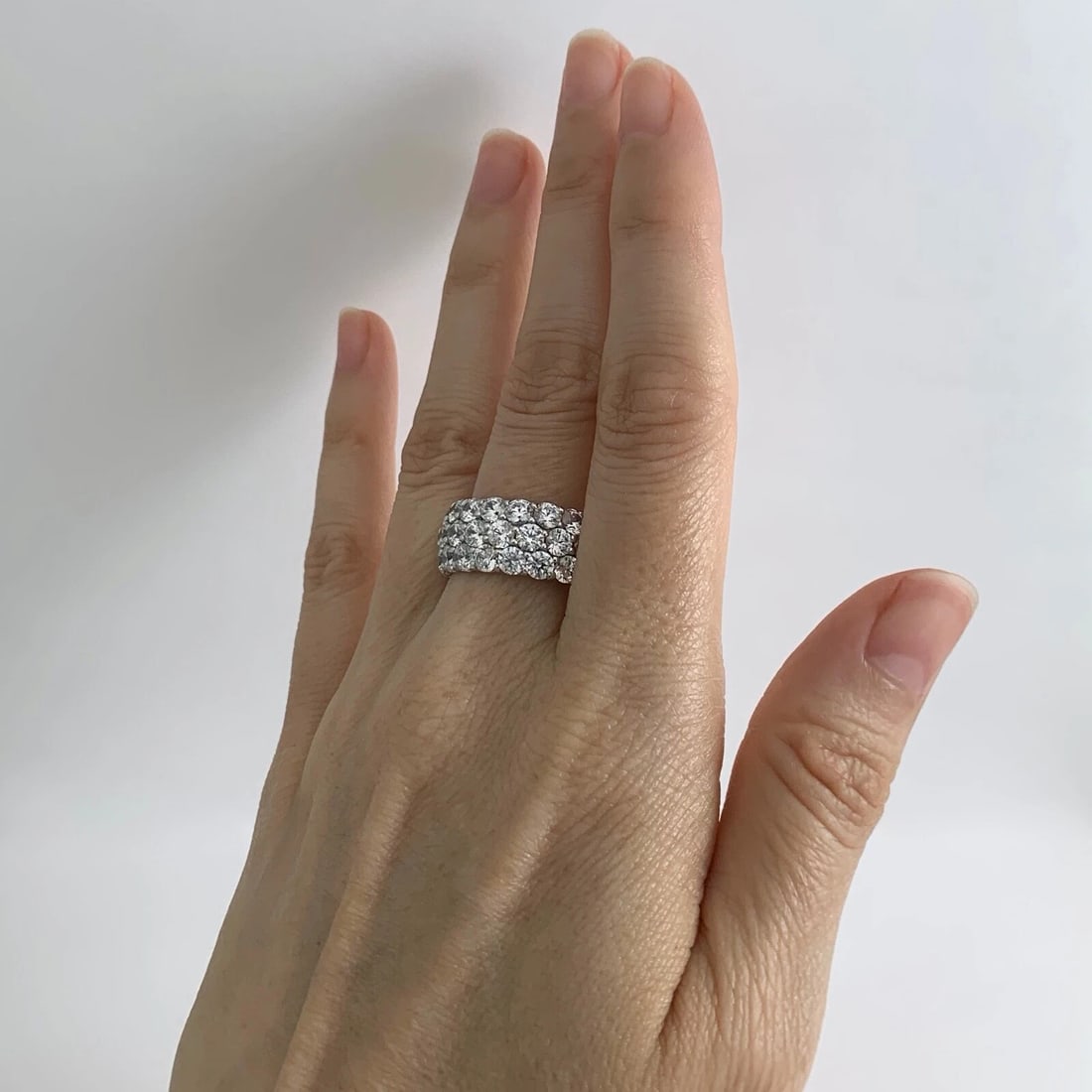 Wide CZ Cubic Zirconia Wedding Band Ring Sterling Silver 4.00 CTW, 9.89 Grams - 4