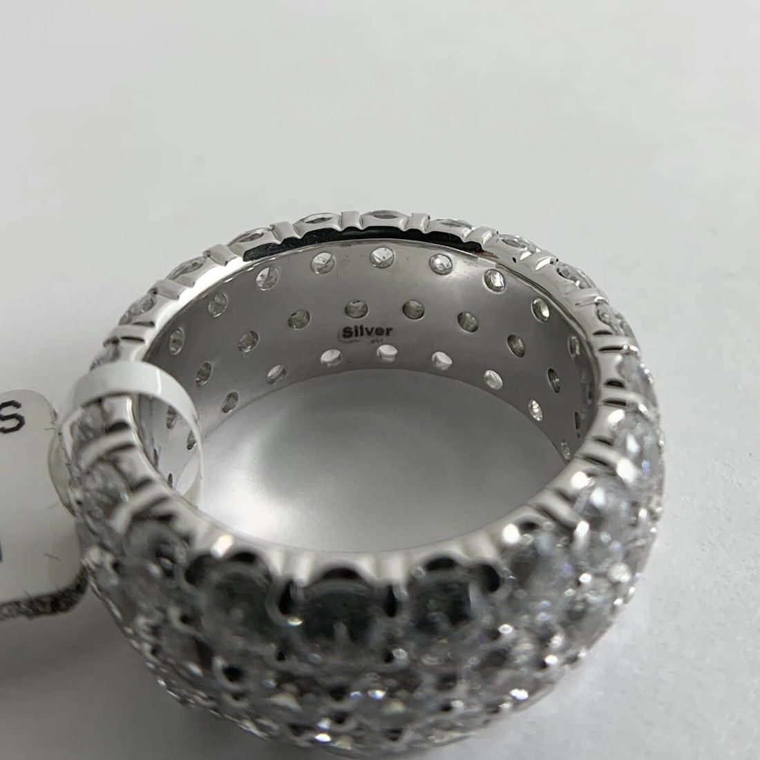 Wide CZ Cubic Zirconia Eternity Wedding Band Ring Sterling Silver, 11.24 Grams - 9