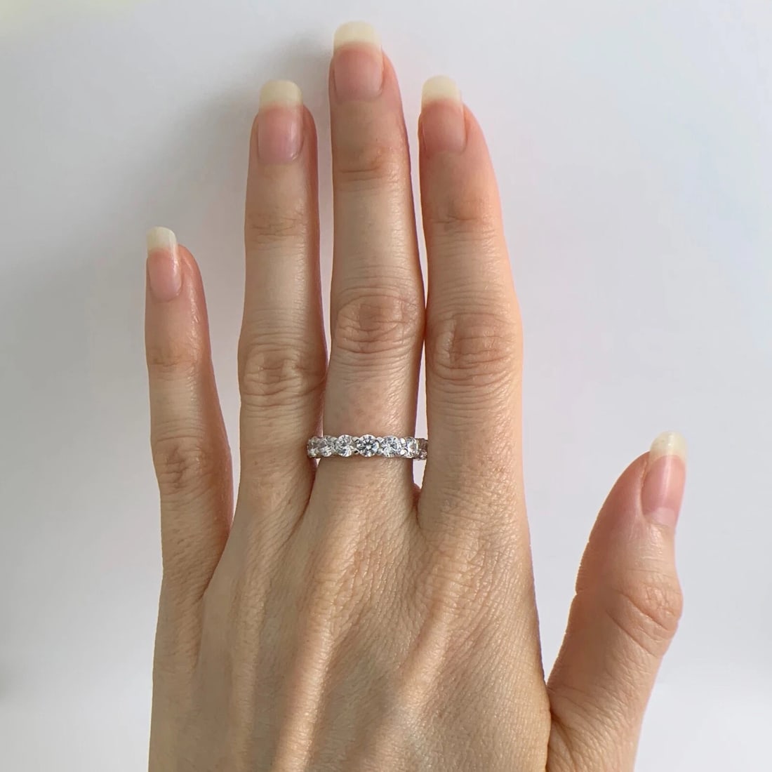 Round CZ Cubic Zirconia Eternity Wedding Band Ring 14K White Gold, 3.69 Grams - 4