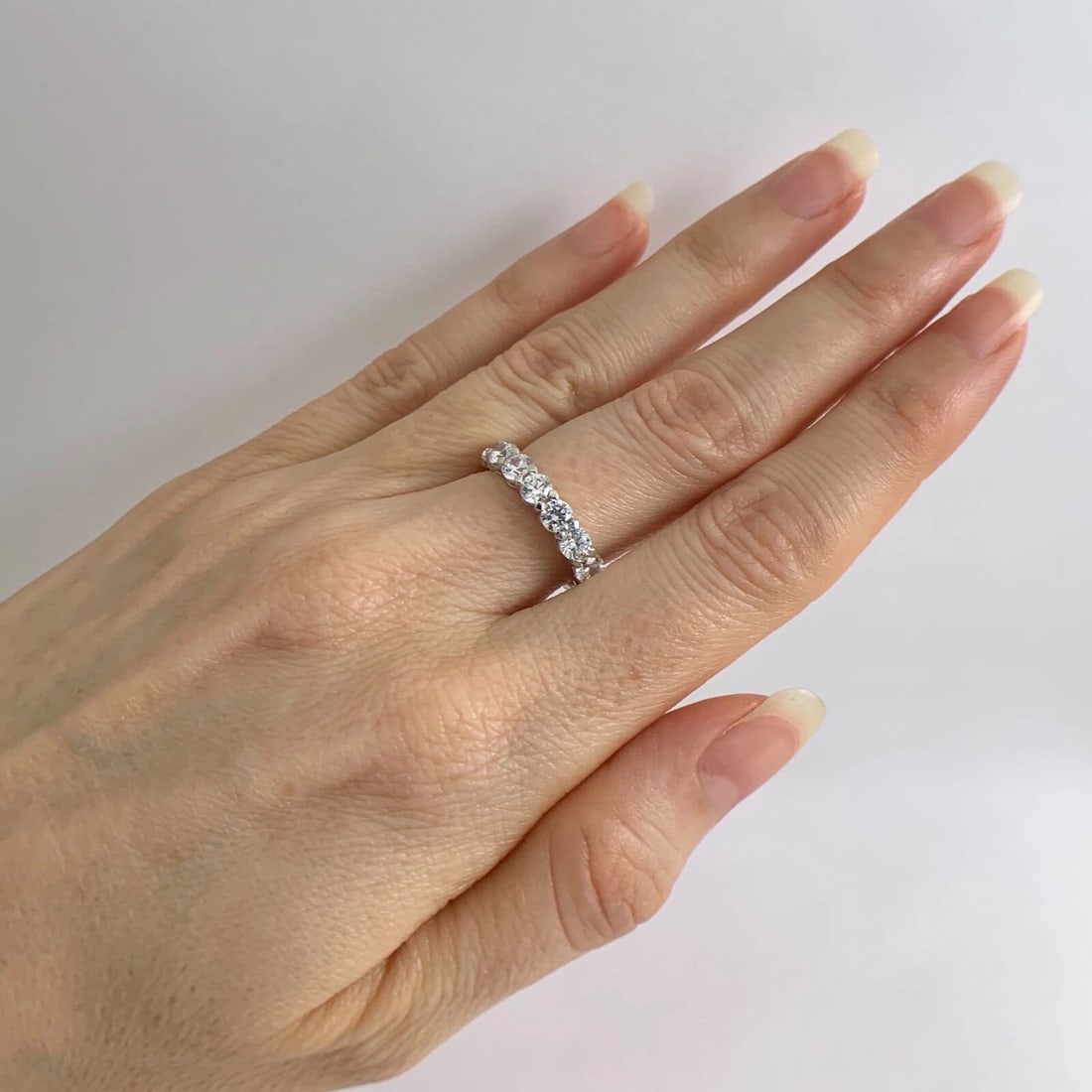 Round CZ Cubic Zirconia Eternity Wedding Band Ring 14K White Gold, 3.69 Grams - 5