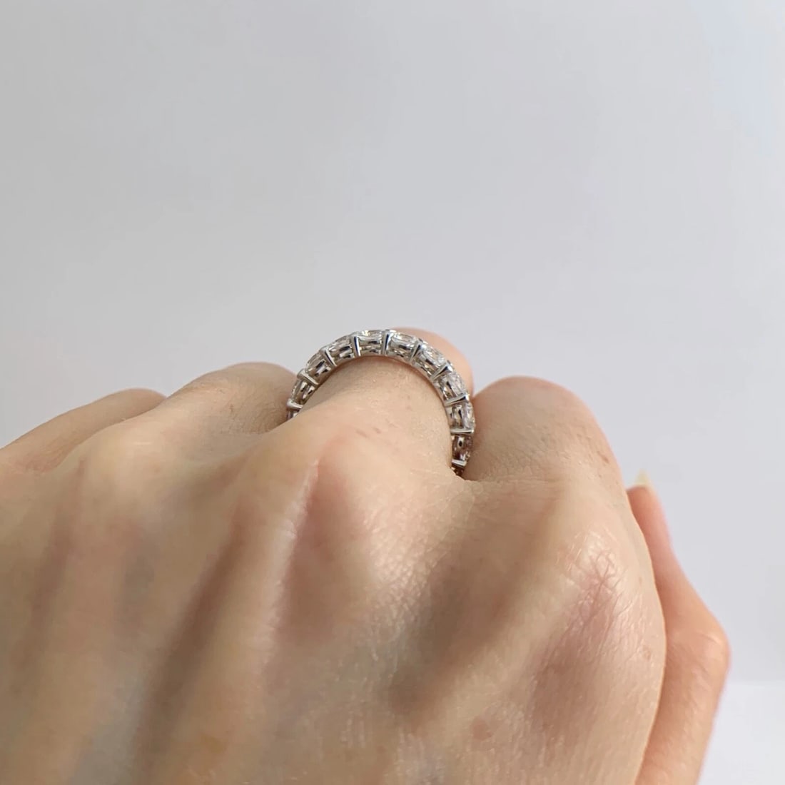 Round CZ Cubic Zirconia Eternity Wedding Band Ring 14K White Gold, 3.69 Grams - 6