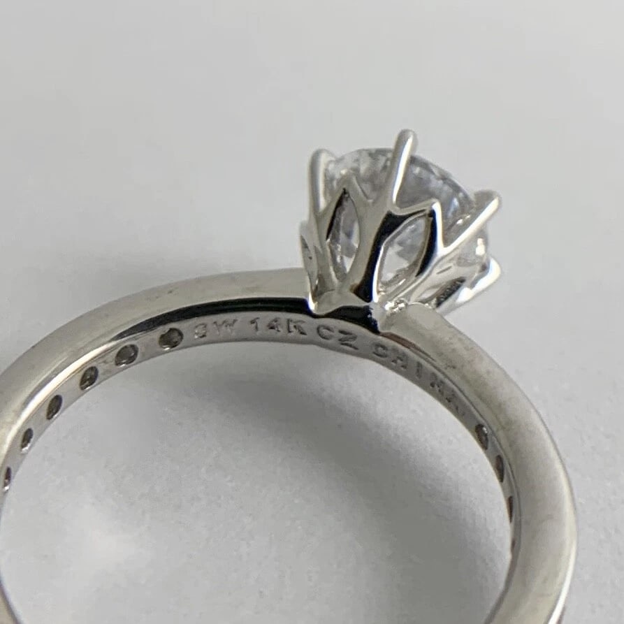 Round CZ Cubic Zirconia Channel-Set Engagement Ring 14K White Gold, 2.54 Grams - 12