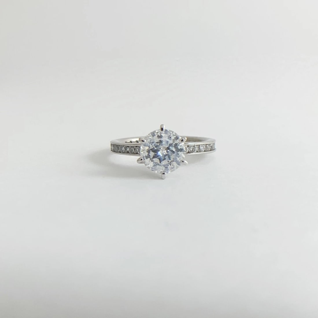 Round CZ Cubic Zirconia Channel-Set Engagement Ring 14K White Gold, 2.54 Grams - 8