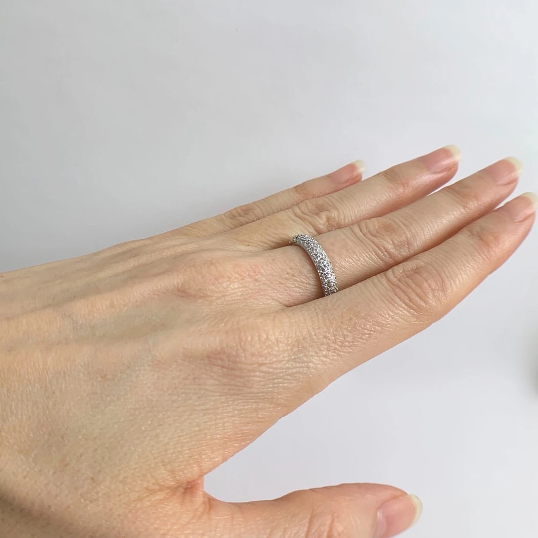 Round Pave Diamond Eternity Wedding Band Ring 14K White Gold, 2.88 Grams - 5