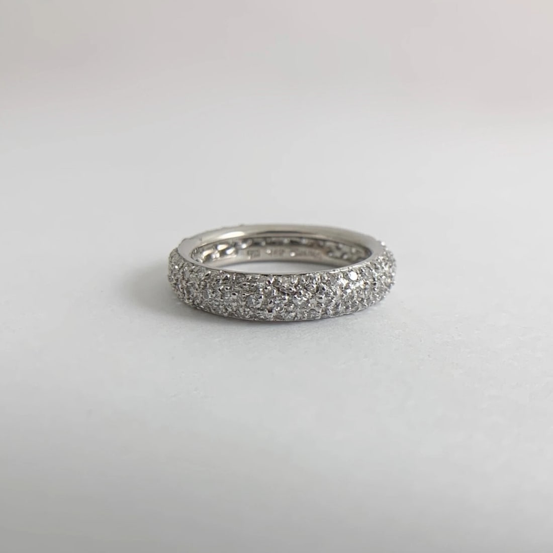 Round Pave Diamond Eternity Wedding Band Ring 14K White Gold, 2.88 Grams - 7