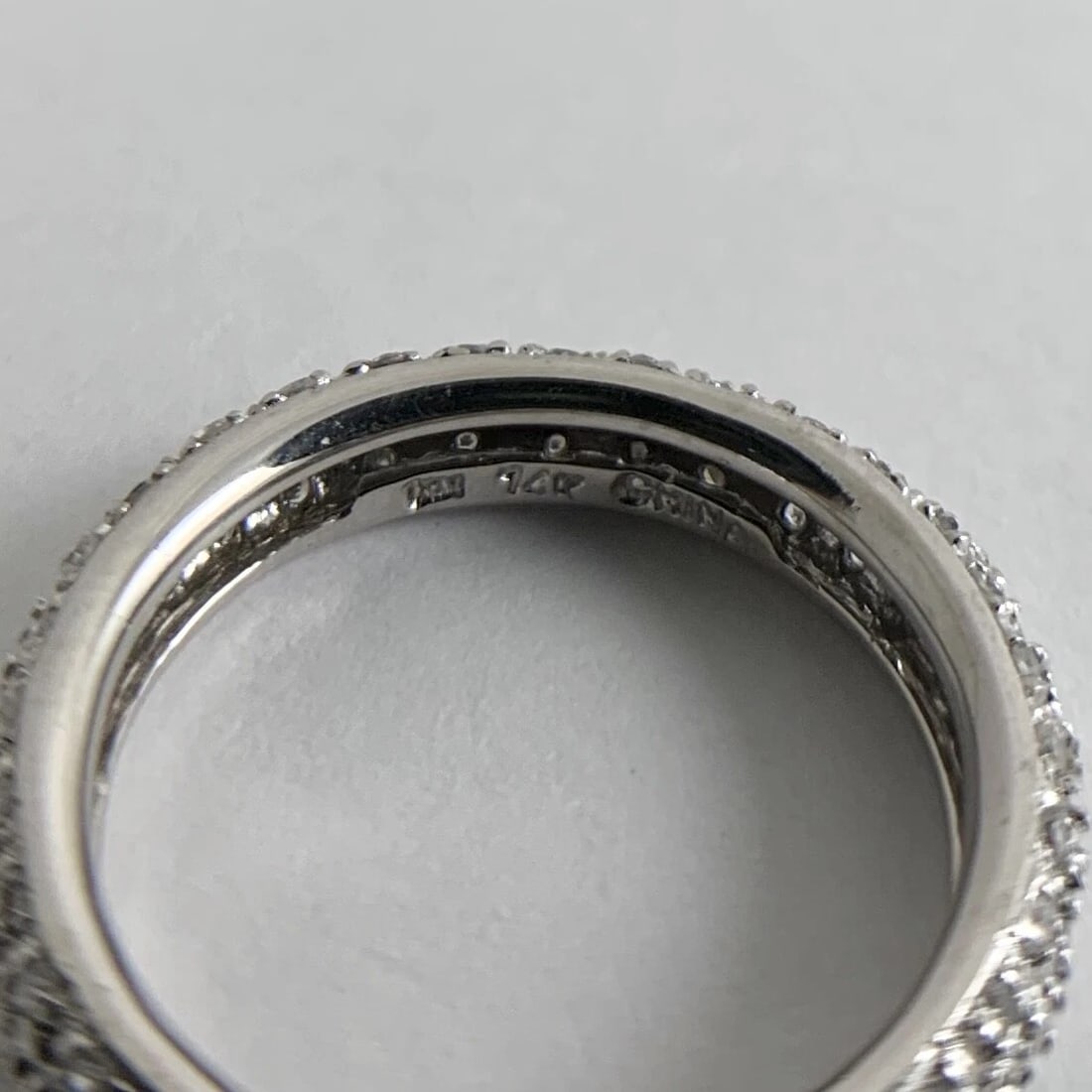 Round Pave Diamond Eternity Wedding Band Ring 14K White Gold, 2.88 Grams - 9