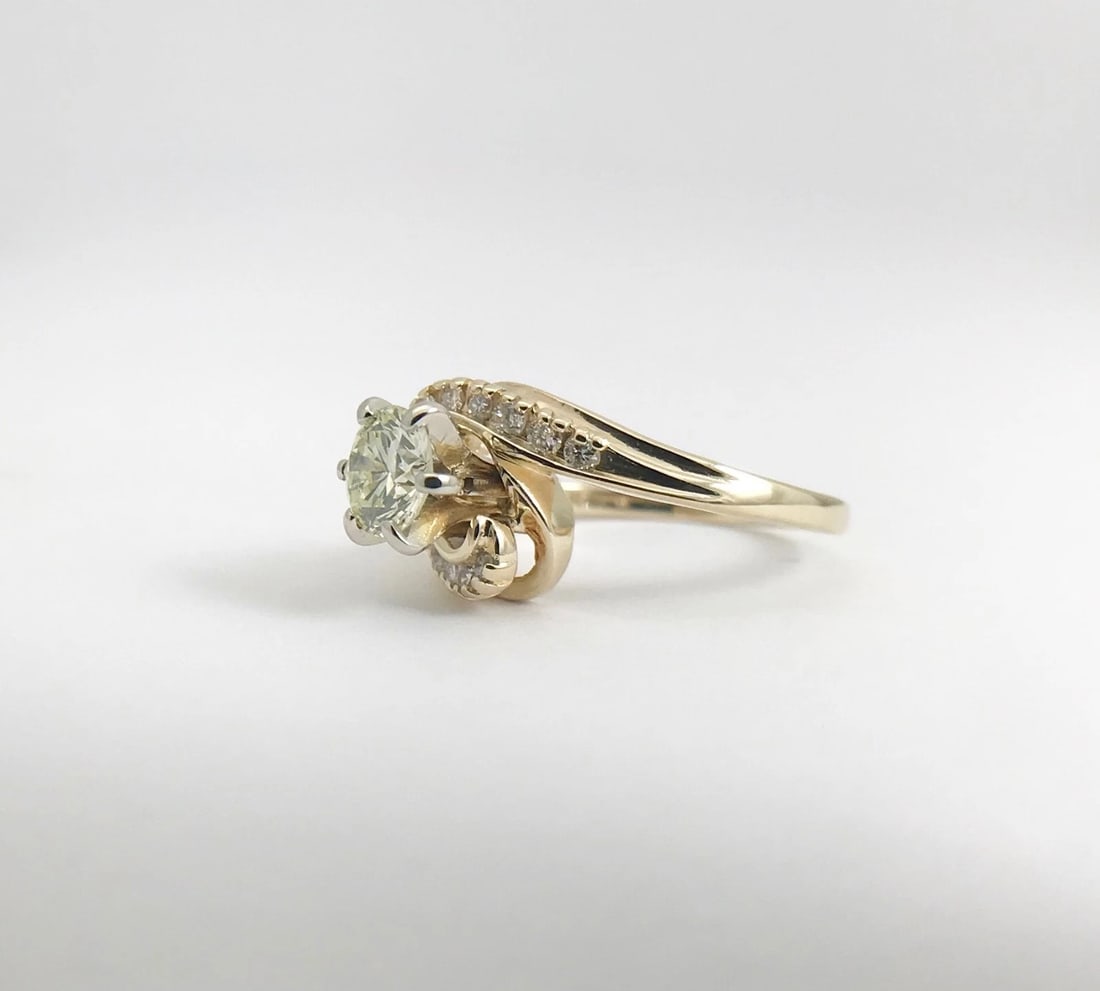 Round Diamond Swirl Engagement Ring 14K Yellow Gold, .61 CTW, 2.73 Grams - 11