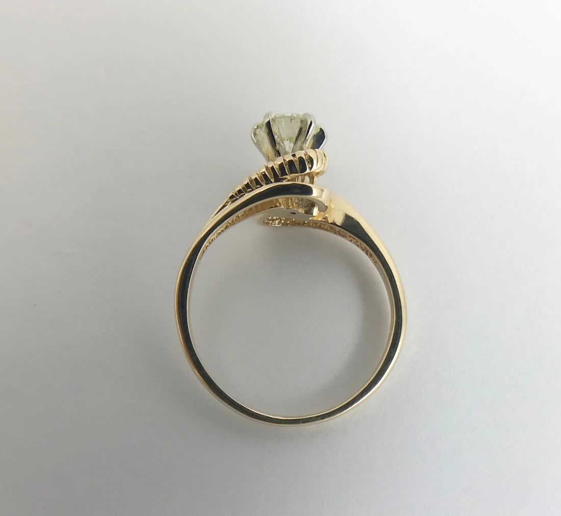 Round Diamond Swirl Engagement Ring 14K Yellow Gold, .61 CTW, 2.73 Grams - 12