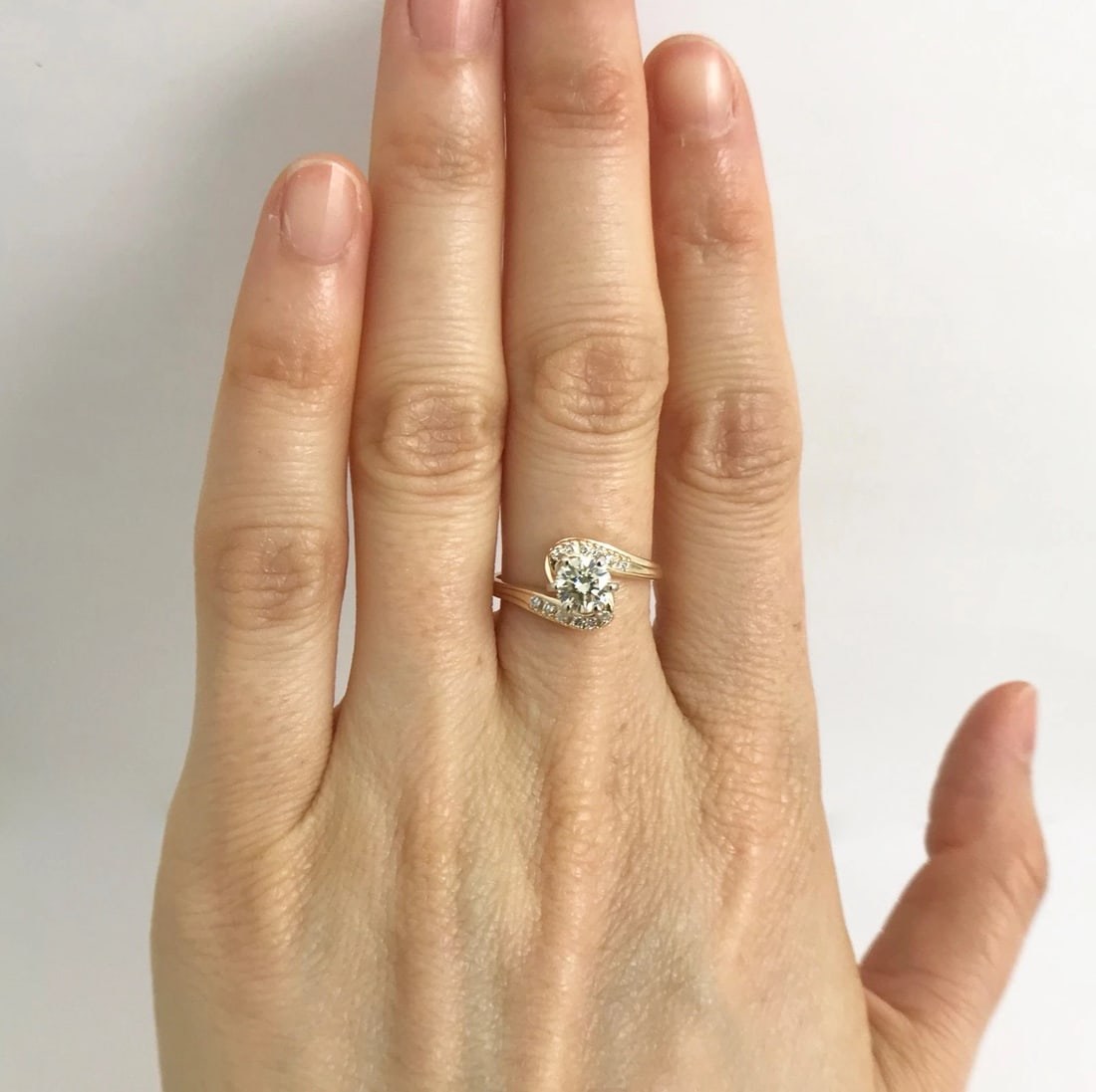 Round Diamond Swirl Engagement Ring 14K Yellow Gold, .61 CTW, 2.73 Grams - 4