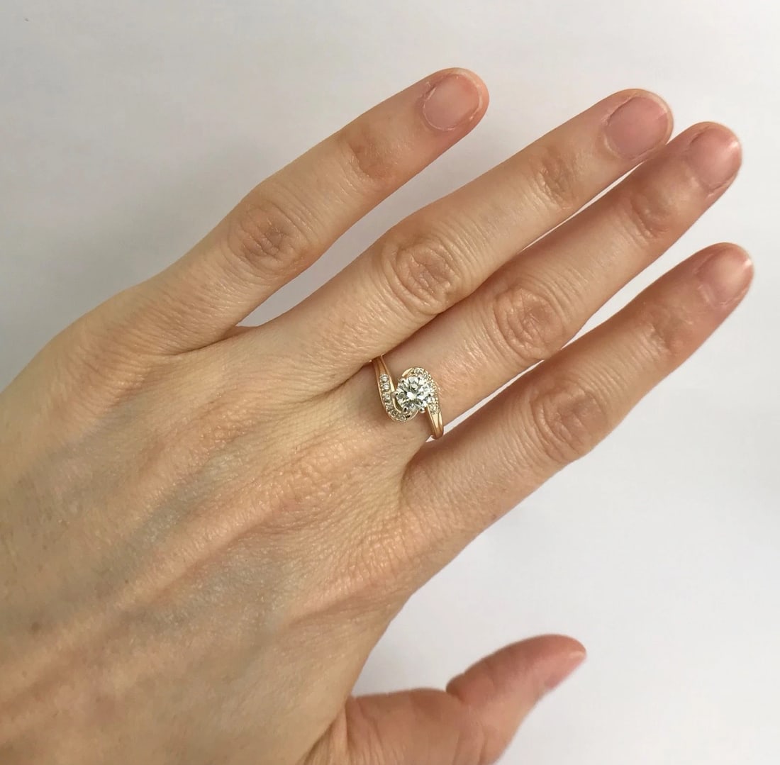 Round Diamond Swirl Engagement Ring 14K Yellow Gold, .61 CTW, 2.73 Grams - 8