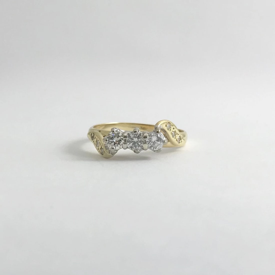 Round 3-Stone Diamond Ring 18K Yellow Gold, .35 CTW, 2.57 Grams - 8