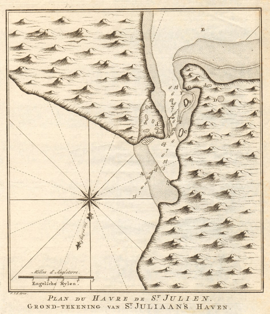 Plan du havre de St. Julien' Puerto San Julian Argentina BELLIN/SCHLEY 1757 map (1 of 1)