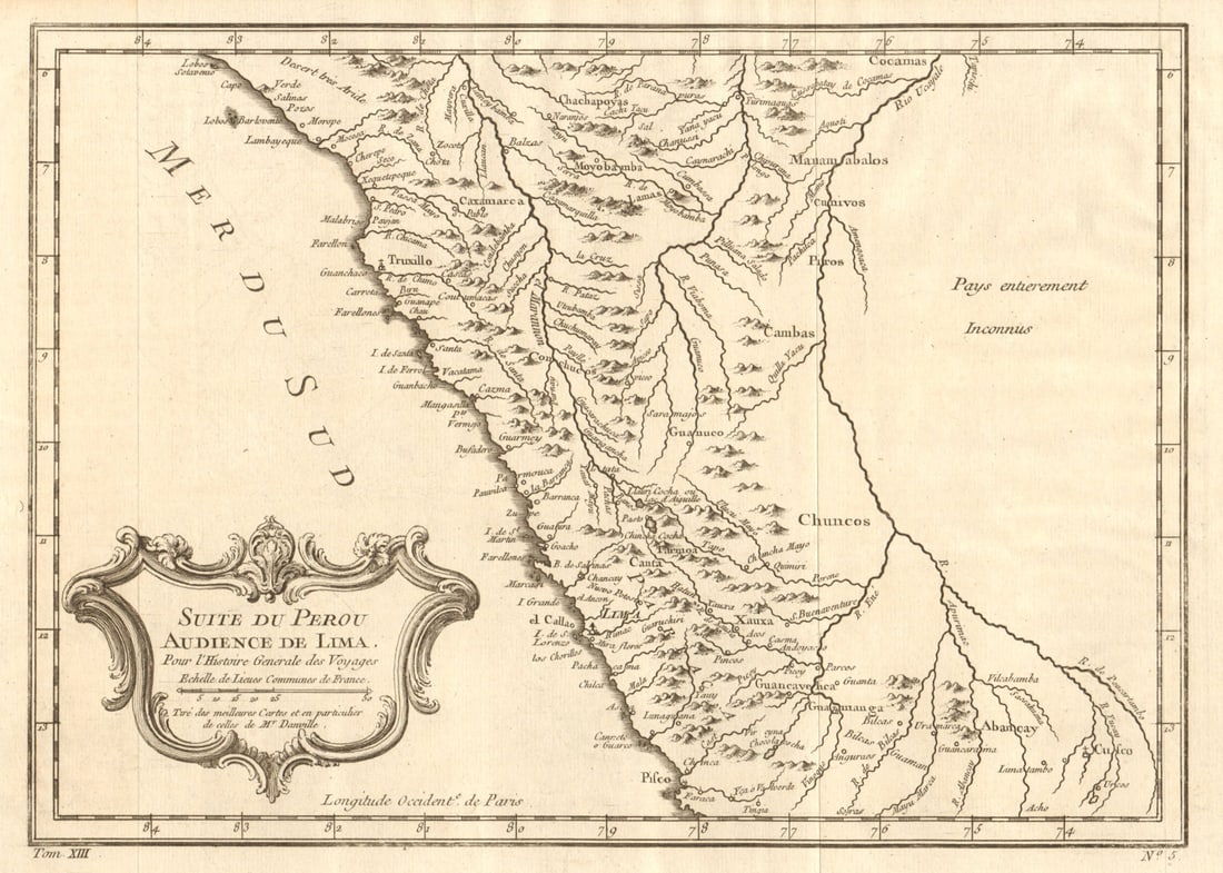 Suite du Perou. Audience de Lima'. Northern Peru Pisco-Chiclayo BELLIN 1756 map (1 of 1)