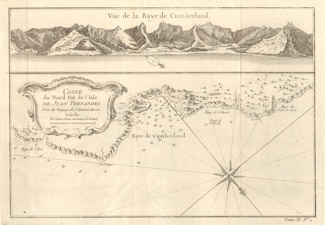 San Juan Bautista, Isla Robinson Crusoe, Juan Fernandez, Chile. BELLIN 1753 map (1 of 1)