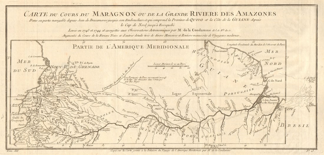 Cours du Maragnon ou de la Grande Riviere des Amazones'. River. BELLIN 1756 map (1 of 1)