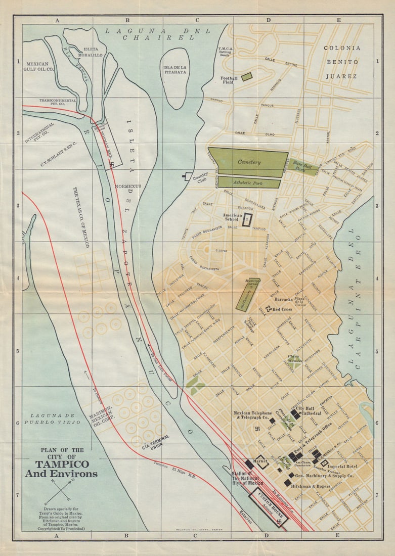 Plan of the city of TAMPICO, Mexico. Mapa de la ciudad. Town plan 1938 old (1 of 1)