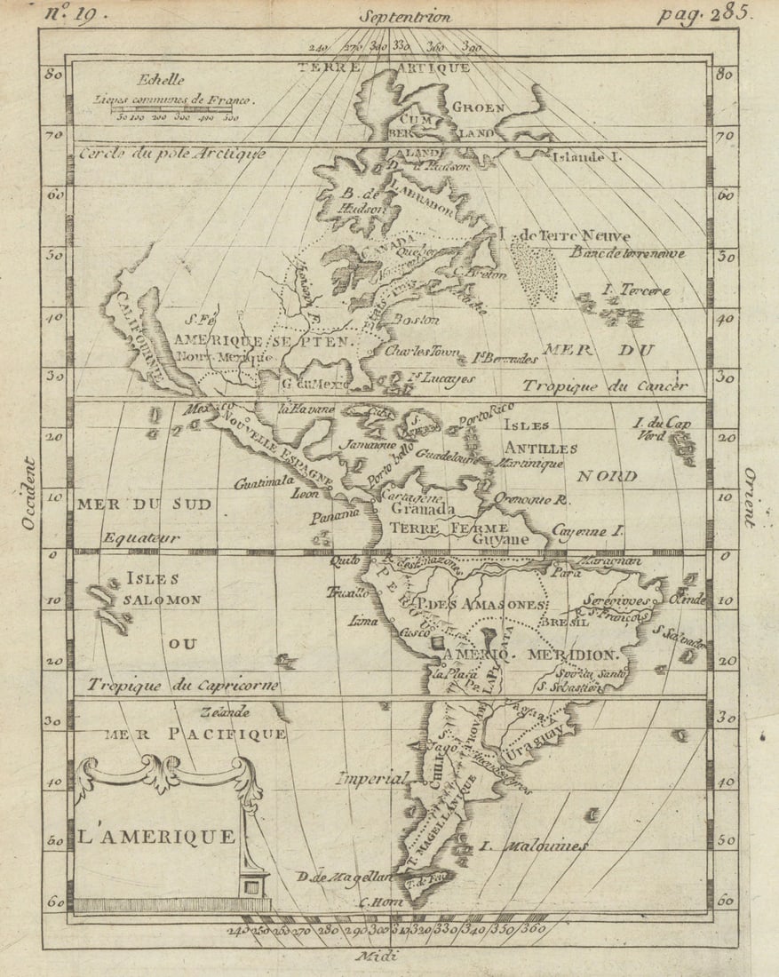L' Amerique. North & South America. BUFFIER c1818 old antique map plan chart (1 of 1)
