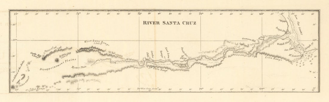 River Santa Cruz to illustrate the Beagle/FitzRoy/Darwin expedition RGS 1837 map (1 of 1)