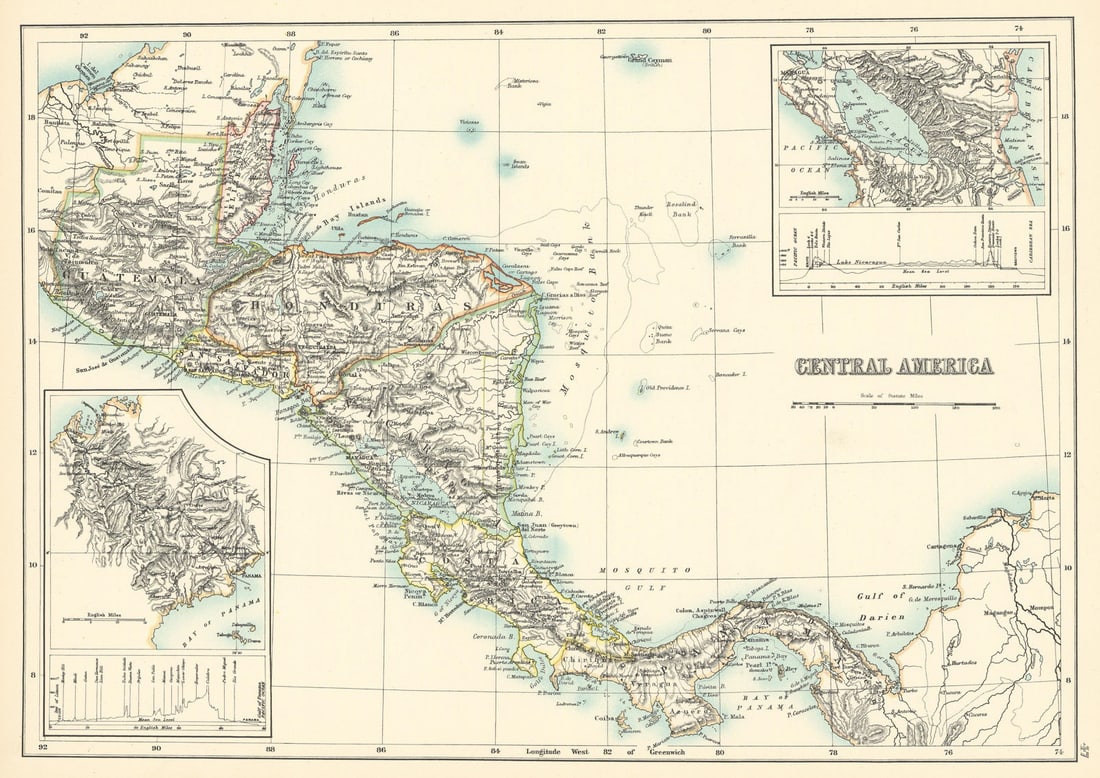 Central America. Panama Canal 16 yrs before completion. BARTHOLOMEW 1898 map (1 of 1)