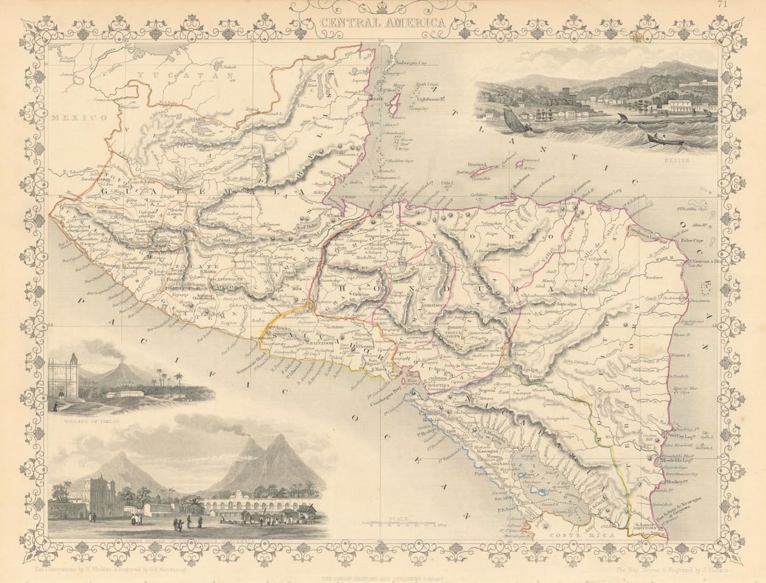 CENTRAL AMERICA. 'Mosquito Territory' Guatemala Belize. TALLIS/RAPKIN 1851 map (1 of 1)