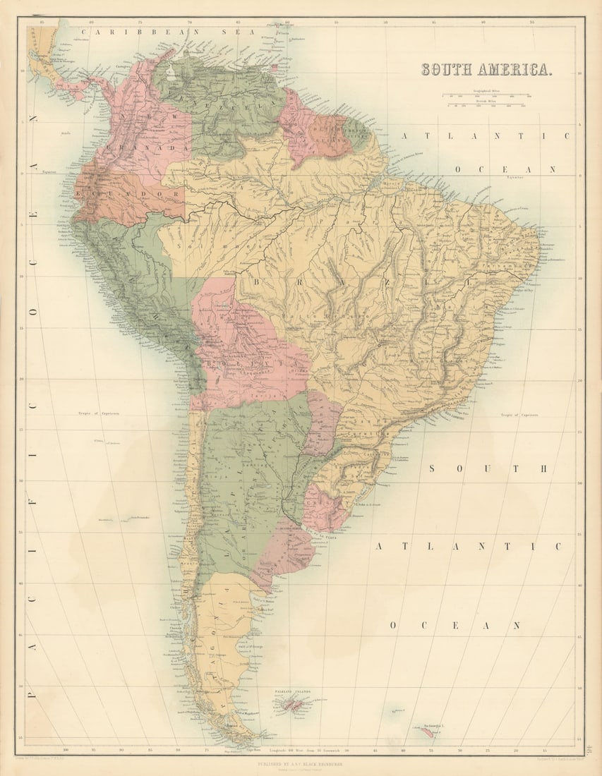 South America. Bolivia w/ Litoral pre War of the Pacific. BARTHOLOMEW 1862 map (1 of 1)