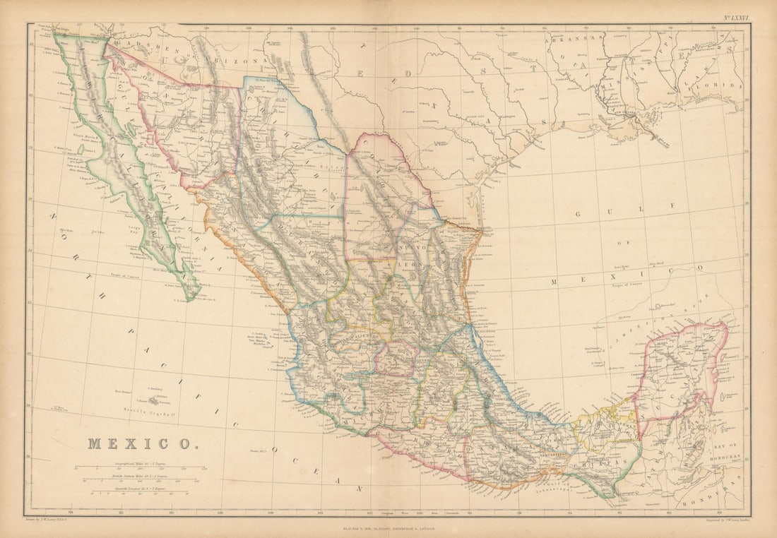 Mexico by Joseph Wilson Lowry showing "Gadsden or Arizona" 1859 old map: Title: Mexico by Joseph Wilson Lowry showing "Gadsden or Arizona" 1859 old map Description: Mexico [With part of the United States Territory and of Central America]. This map is notable for the