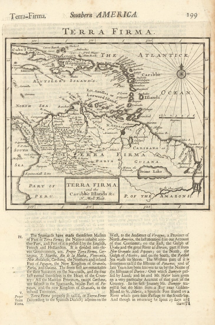 Terra Firma & Caribbé Islands. South America Caribbean. El Dorado. MOLL 1701 map (1 of 1)
