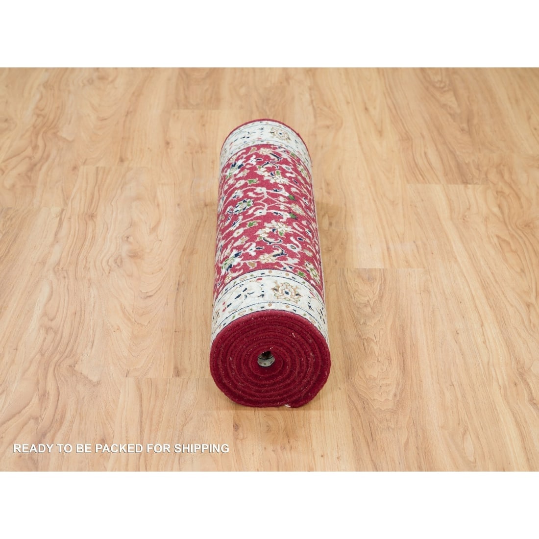 Red, Hand Knotted, Nain Design, 250 KPSI Organic Wool Runner Rug - 6