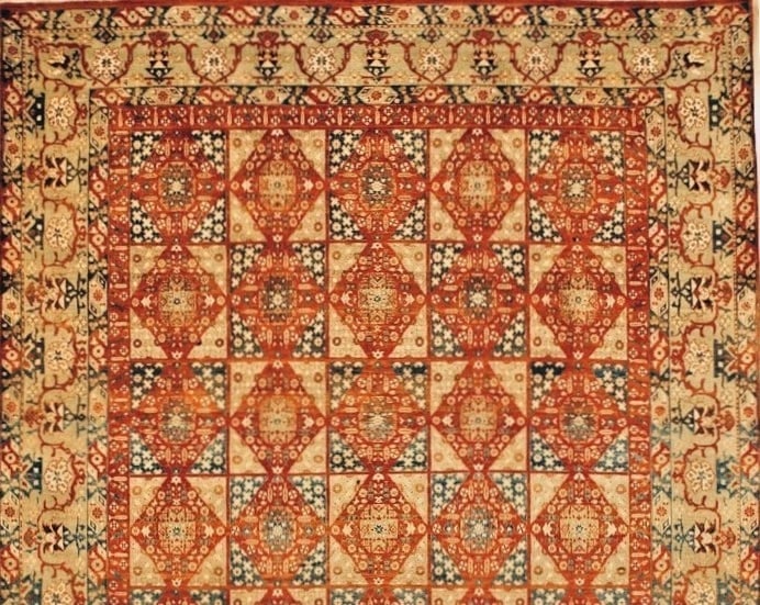 Hand Knotted Mamluk Geometric Oriental Area Rug Wool Carpet 10'1" x 14'2" - 4