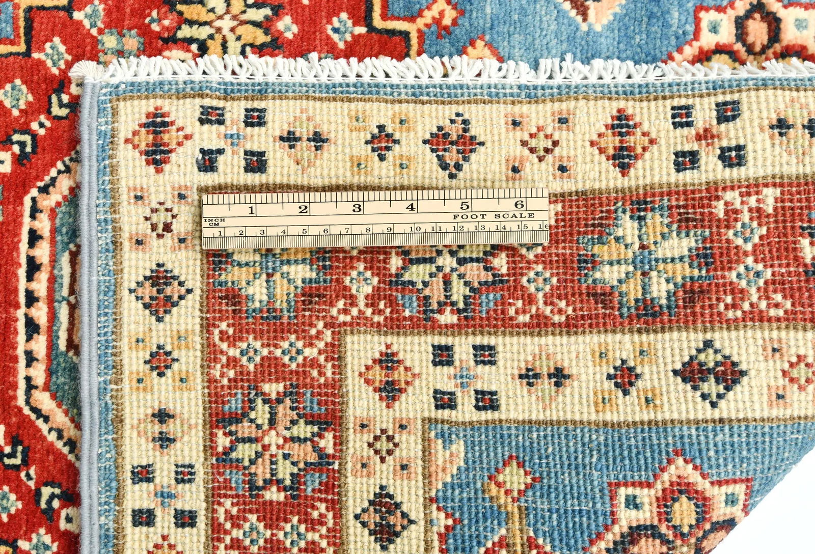 Blue Tribal Geometric 3X14 Kazak Oriental Runner Rug - 10