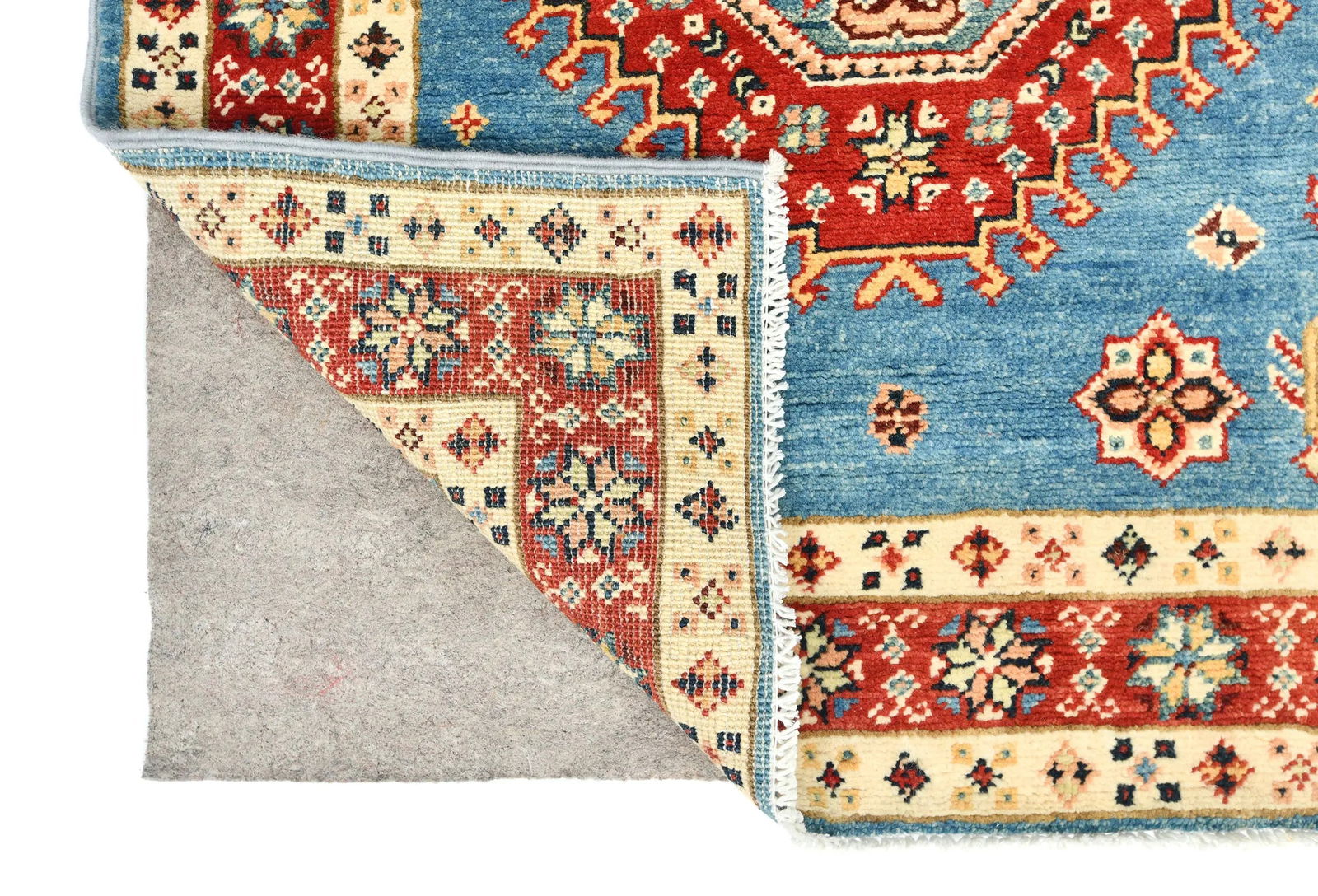 Blue Tribal Geometric 3X14 Kazak Oriental Runner Rug - 11